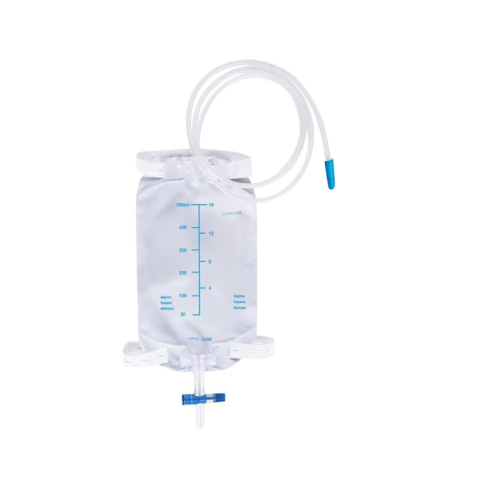 500 ml bärbar och diskret latexfri medicinsk PVC urinbenspåse med anti-refluxventil