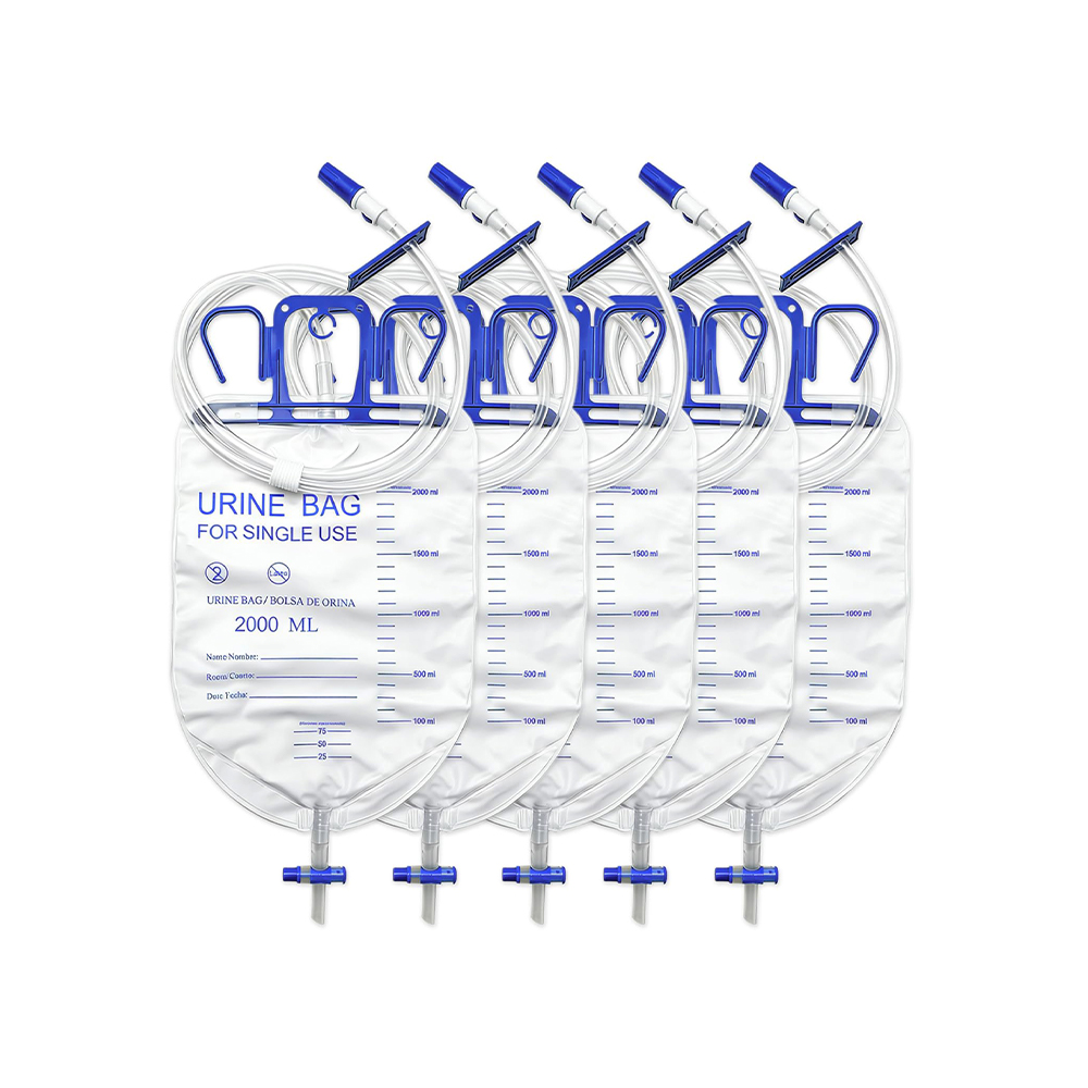 Lyxig 2000 ml anti-reflux alternativ latexfri urindräneringspåse med 10 mm extra bred slang