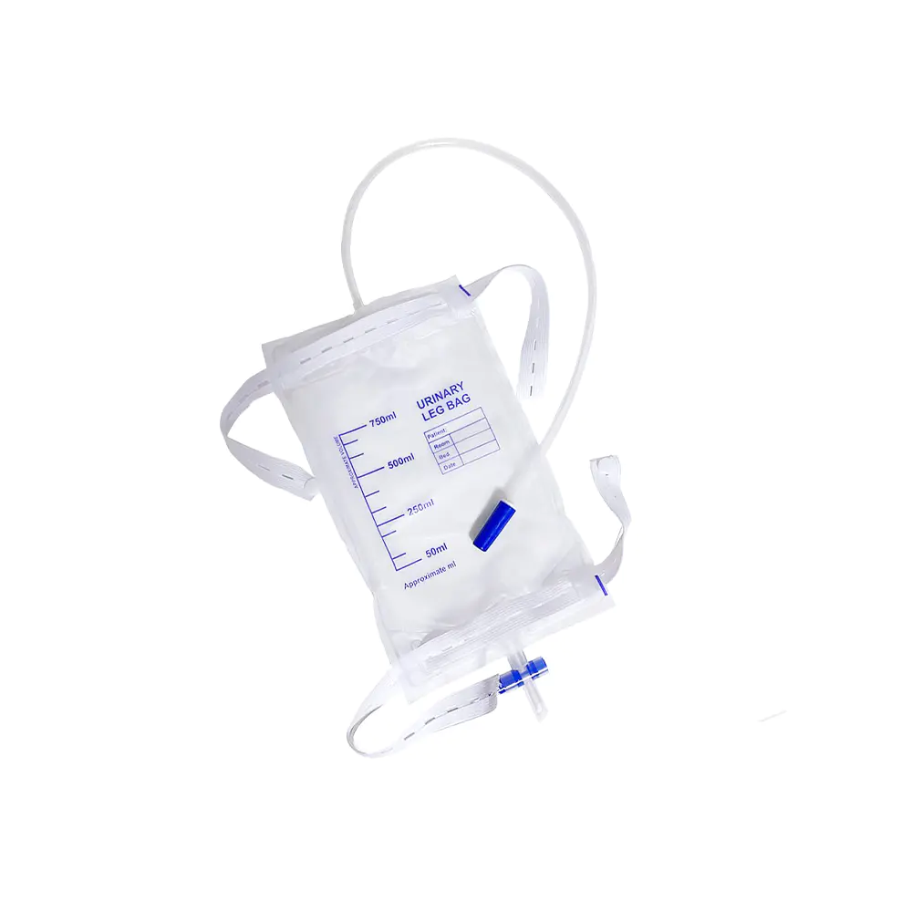 750 ml urinlatexfri medicinsk PVC Ergonomic Comfort Fit Benpåse med anti-refluxventil